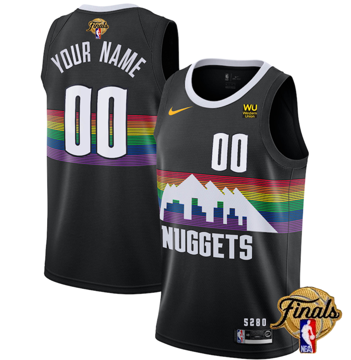 Denver Nuggets Customized Black 2023 Finals City Edition With NO.6 Patch Stitched Jersey